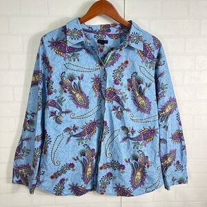 Talbots Womens Button Down Shirt Size L Paisley Print